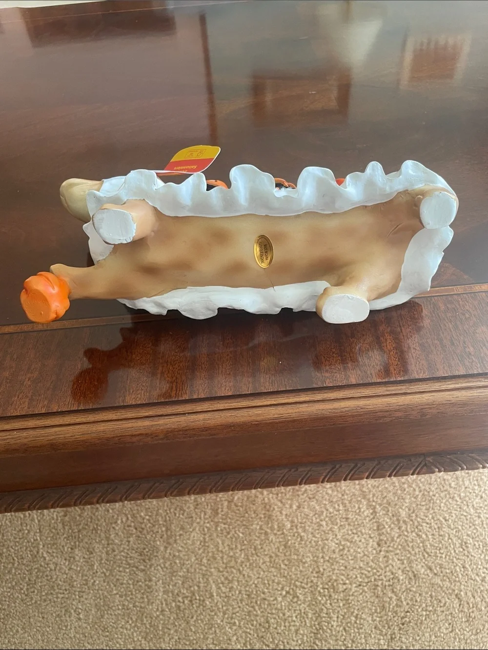 Halloween Dachshund 'Trick or Treat' Dog Figurine - Orange and White